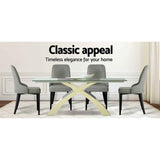 Artiss Dining Chairs Set of 4 Linen Fabric Grey