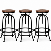 Artiss 3x Bar Stool Backless Swivel Counter Barstools 70-90cm Seat Height Adjustable Industrial In Australia - Darrahopens