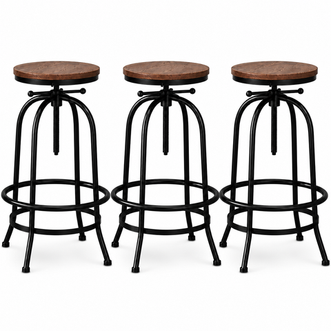 Artiss 3x Bar Stool Backless Swivel Counter Barstools 70-90cm Seat Height Adjustable Industrial In Australia - Darrahopens