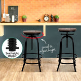 Artiss 3x Bar Stool Backless Swivel Counter Barstools 70-90cm Seat Height Adjustable Industrial