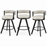 Artiss Bar Stools Set of 3 Swivel Counter Stools with Padded Backrest PU Leather Beige In Australia - Darrahopens