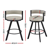 Artiss Bar Stools Set of 3 Swivel Counter Stools with Padded Backrest PU Leather Beige