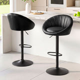 Artiss Bar Stool X2 Gas Lift Adjustable Rounded Shell Backrest PU Leather Black In Australia - Darrahopens