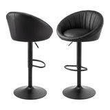 Artiss Bar Stool X2 Gas Lift Adjustable Rounded Shell Backrest PU Leather Black