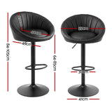 Artiss Bar Stool X2 Gas Lift Adjustable Rounded Shell Backrest PU Leather Black