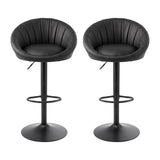 Artiss Bar Stool X2 Gas Lift Adjustable Rounded Shell Backrest PU Leather Black