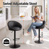 Artiss Bar Stool X2 Gas Lift Adjustable Rounded Shell Backrest PU Leather Black