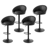 Artiss Bar Stools X4 Gas Lift Adjustable Rounded Shell Backrest PU Leather Black