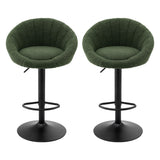 Artiss 2x Bar Stools Kitchen Chairs Gas Lift Adjustable Round Shell Boucle Green