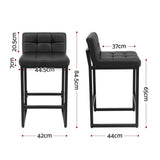 Artiss Bar Stools Set of 4 PU Leather Counter Chairs 65cm Seat Height with Low Back Black