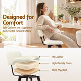 Artiss Bar Stools Set of 2 Swivel Counter 68cm Height Stools w/ Padded Backrest Beige