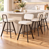 Artiss Bar Stools Set of 4 Swivel Counter 68cm Height Stools w/ Padded Backrest Beige