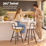 Artiss Bar Stools Set of 4 Swivel Counter 68cm Height Stools w/ Padded Backrest Beige