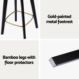 Artiss 4x Bar Stools Rattan Counter Kitchen Dinning Chair Bamboo Saddle Black