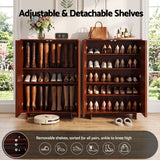 Artiss Shoe Cabinet 5 Tier Storage Organiser w/ Adjustable Shelves Bamboo