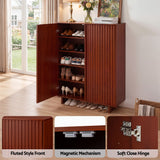 Artiss Shoe Cabinet 5 Tier Storage Organiser w/ Adjustable Shelves Bamboo