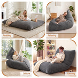 Artiss 3 in 1 Bean Bag Chair with Filler Convertible Bean Bag for Adults, Corduroy DIY Stuffed Bean Bag Sofa Washable for Living Room Bedroom, Grey