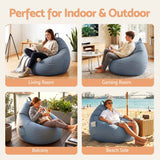 Artiss Outdoor Bean Bag Chair Cover (No Filler) Splash-Proof Beanbag Sofacover for Adults Teens Kids Stuffable Bean Bag Cover for Patio Poolside Relaxing, Grey