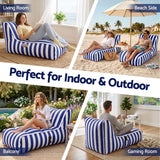 Artiss Outdoor Bean Bag Chair with Filler Splash-Proof Beanbag Lounge DIY Stuffed Animal Storage Bean Bag Washable for Patio Poolside Relaxing, Blue