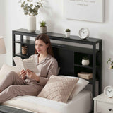 Artiss Bed Headboard King Single Storage Bedhead Charging Station Black