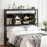 Artiss Bed Headboard King Single Storage Bedhead Charging Station Black