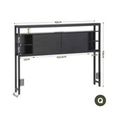 Artiss Bed Headboard Queen Storage Bedhead Charging Station Black