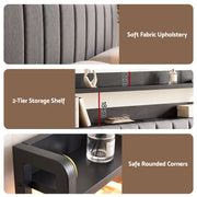 Artiss Double Headboard Charging Station Storage LED Light Grey Upholstered