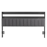 Artiss King Headboard Charging Station Storage LED Light Grey Upholstered