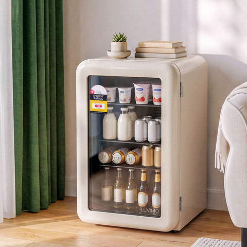 LUVIMO 70L Bar Fridge Mini Refrigerator Glass Door Aesthetics Cooler