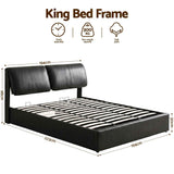 Artiss King Bed Frame Gas Lift Storage 3 Drawers Adjustable Headboard Platform Bed Black