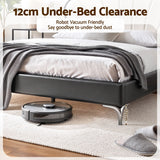 Artiss Double Bed Frame with Adjustable Shell Headboard and PVC Upholstery
