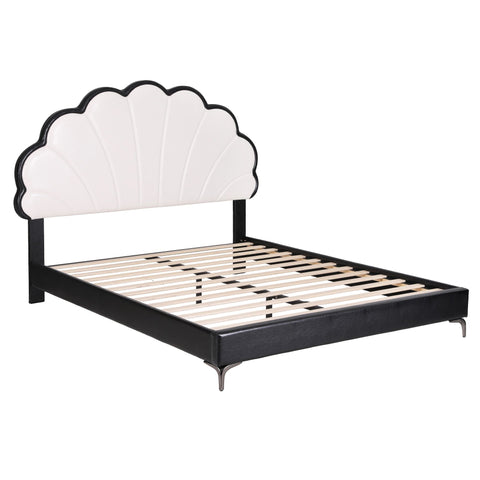 Artiss Queen Bed Frame with Adjustable Shell Headboard and PVC Upholstery In Australia - Darrahopens