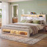 Artiss King Bed Frame with Storage, Charging Station & LED, White In Australia - Darrahopens