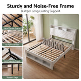 Artiss King Bed Frame with Storage, Charging Station & LED, White
