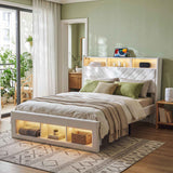 Artiss Queen Bed Frame with Storage Charging Station & LED White In Australia - Darrahopens