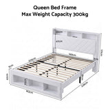 Artiss Queen Bed Frame with Storage Charging Station & LED White In Australia - Darrahopens