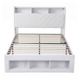 Artiss Queen Bed Frame with Storage Charging Station & LED White In Australia - Darrahopens
