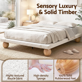 Artiss Queen Bed Frame and 2 Chest of Drawers Set, Boucle Upholstery Platform Bed