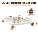 Artiss Queen Bed Frame with Boucle Upholstery and Solid Rubber Wood Legs In Australia - Darrahopens