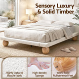 Artiss Queen Bed Frame with Boucle Upholstery and Solid Rubber Wood Legs In Australia - Darrahopens
