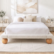 Artiss Queen Bed Frame with Boucle Upholstery and Solid Rubber Wood Legs