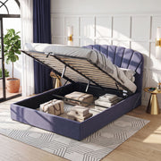 Artiss Queen Bed Frame with Lift Up Storage and USB Ports Grey
