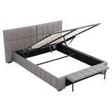 Artiss Double Size Upholstered Gas Lift Bed Frame with Foldable Bench PVC Leather Platform Bed with Storage
