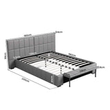 Artiss Double Size Upholstered Gas Lift Bed Frame with Foldable Bench PVC Leather Platform Bed with Storage