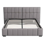 Artiss Double Size Upholstered Gas Lift Bed Frame with Foldable Bench PVC Leather Platform Bed with Storage