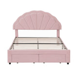 Artiss Double Bed Frame with 2 Storage Drawers Upholstered Velvet Platform Bed LED Headboard Pink