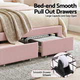 Artiss Double Bed Frame with 2 Storage Drawers Upholstered Velvet Platform Bed LED Headboard Pink