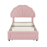 Artiss King Single Bed Frame with 1 Storage Drawers Upholstered Velvet Platform Bed LED Headboard Pink