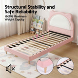 Artiss King Single Pink Kids Bed Frame for Girls Bedroom Cute Animal Upholstered