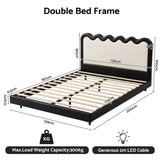 Artiss Double Bed Frame, Floating Design with RGB LED and USB Charging